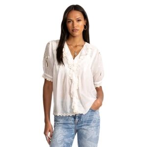 Johnny Was Anette Ruffle Blouse White SIZE 3X  NWT $280